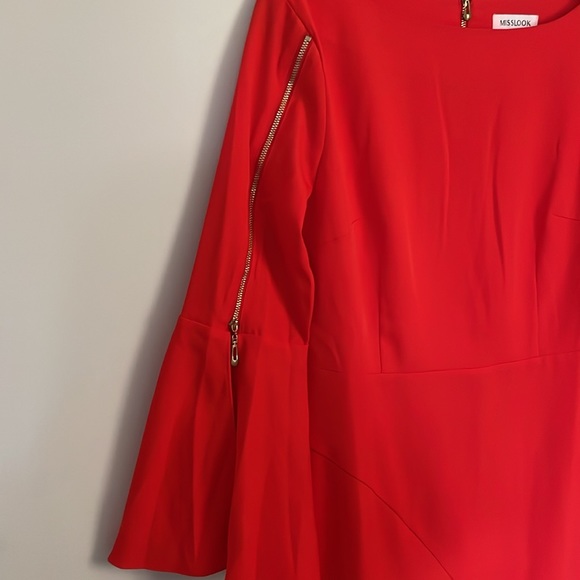 Misslook Red Dress with zipper detail on both arms along with flare detail - Picture 2 of 6